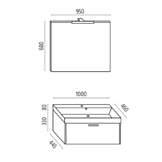 Mobile bagno 100cm con lavabo e specchio Edo Levi Mobili