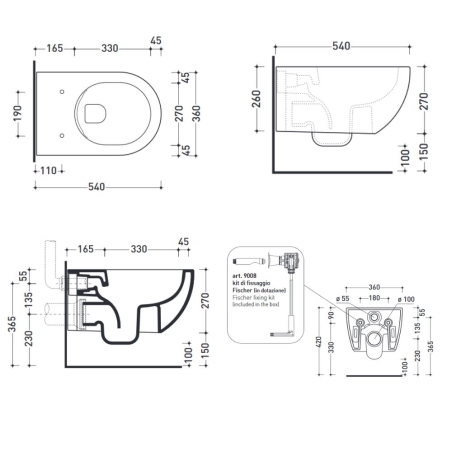 Wc sospeso Catalano 54x35 cm Newflush Sfera 54 Eco