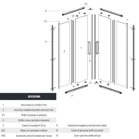 GUARNIZIONE MAGNETICA PROFILO BLACK BOX DOCCIA