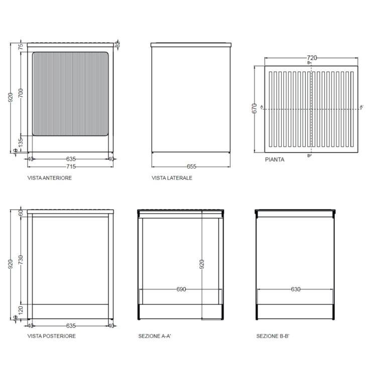 Mobile lavatoio coprilavatrice Colavene Lavacril On 73x67x109h cm con vasca  avorio