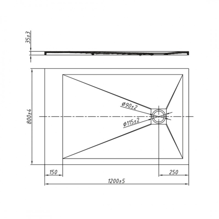 Piatto doccia filo pavimento 80x120 Bianco Opaco