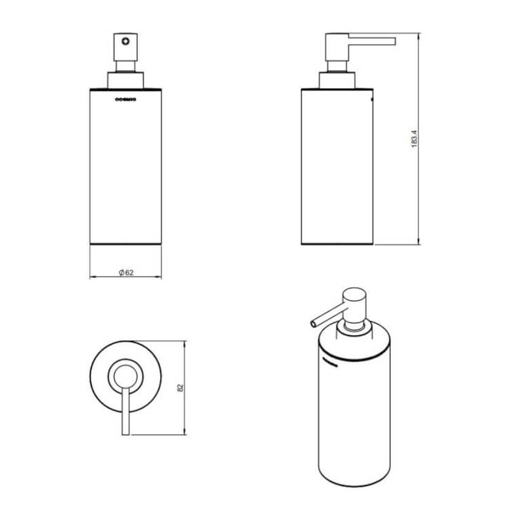 Dispenser di sapone da appoggio in ceramica e ottone cromato